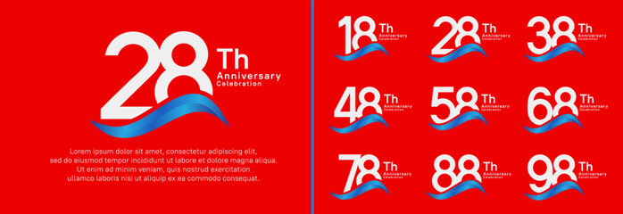 anniversary logotype set. vector design white color number can be use for special moment