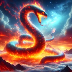 big sneak fire with winter landscape fantasy