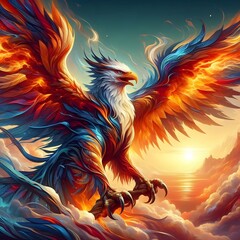 beautiful hawk fantasy flying wings with landscape nature