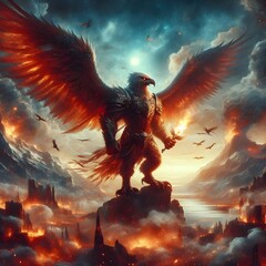 big and strong hawk fantasy beautiful landscape