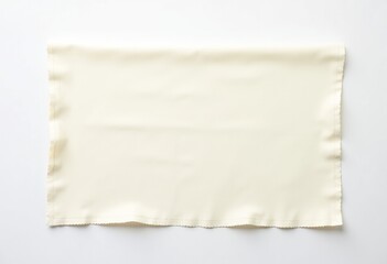 Obraz premium High-Resolution Photo of Off-White Polyester Fabric, Overlock Stitched Edges, White Background, Fabric Sample for Designers, Sewing Pattern, Textile Industry 