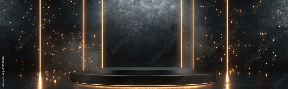 Poster elegant background featuring a pedestal and showcase in a captivating 3d rendering