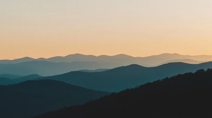 Layered Mountains at Sunset
