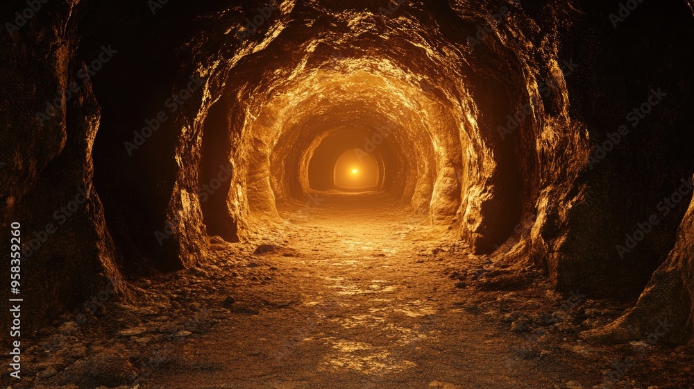 Poster 3d rendering of a tunnel within an ancient gold mine