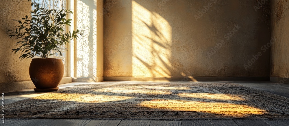 Aufkleber 3d rendering of a close up shot of an indoor corner featuring soft shadows and ambiance showcasing a