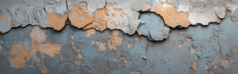 Obraz premium 3D rendering of a damaged surface on an old painted wall