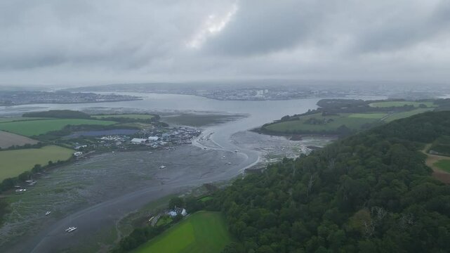Hawkins Battery Fort over River Tamar from a drone, Cremyll, Plymouth, Devon, England