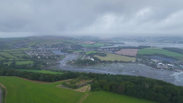 Hawkins Battery Fort over River Tamar from a drone, Cremyll, Plymouth, Devon, England