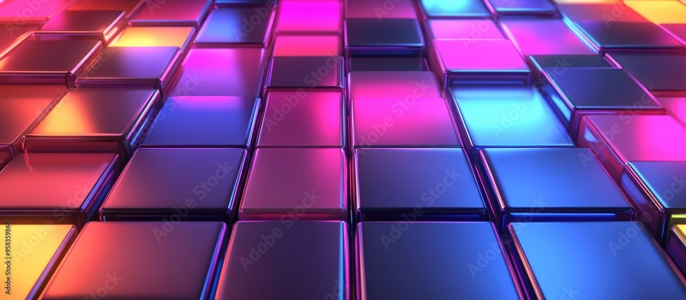 Poster 3d rendering of a futuristic tile design