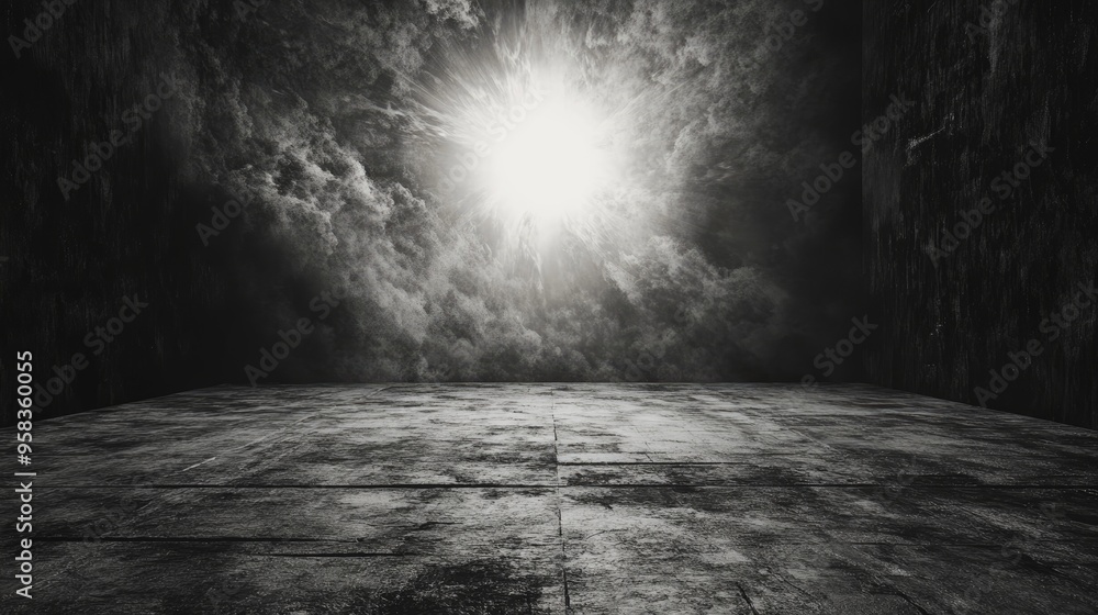 Poster 3d cartoon rendering of a concrete surface with a grunge effect depicting solar flares erupting from