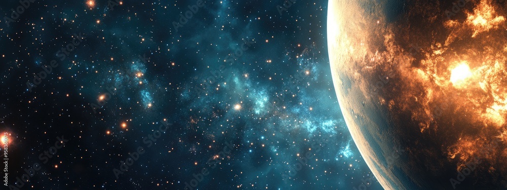 Aufkleber 3d cartoon depiction of stars from a planet and galaxy in open space