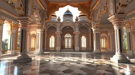 Fototapeta premium 3D rendering of the interior of Thirumalai Nayak Palace