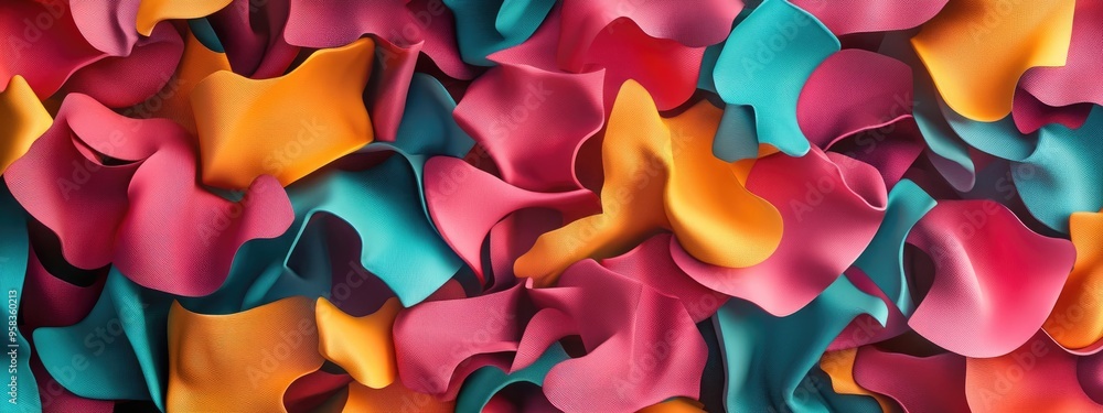 Poster 3d rendering of colorful tissue scraps