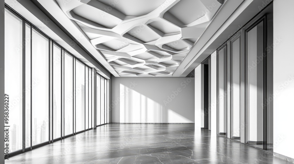 Poster monochrome ceiling design in 3d rendering