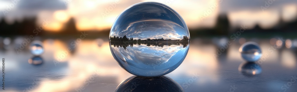 Aufkleber crystal ball reflections and refractions in a 3d cartoon rendering