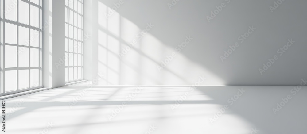 Poster 3d rendering of an abstract white studio background for product presentation featuring an empty room