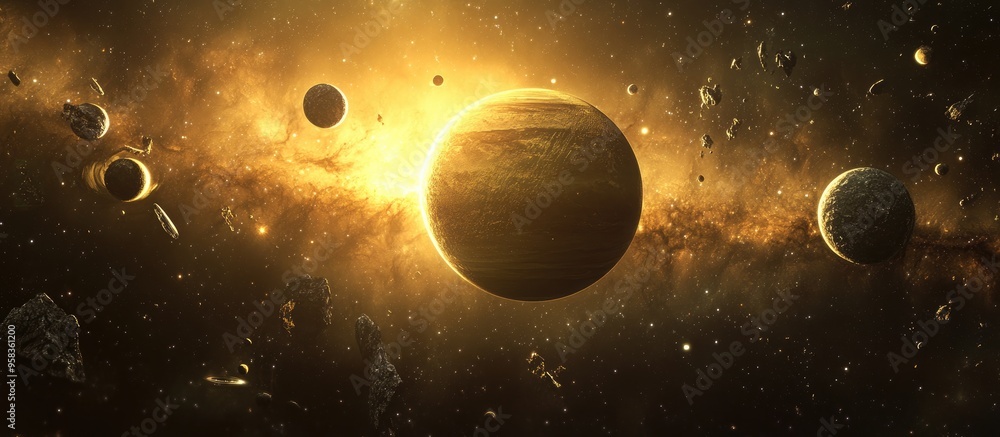 Aufkleber Gorgeous planet of the solar system in a 3D cartoon rendering style