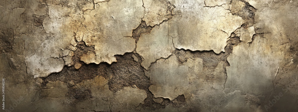 Poster 3d rendering of an old grunge wall background featuring abstract elements like cracks spots and stai