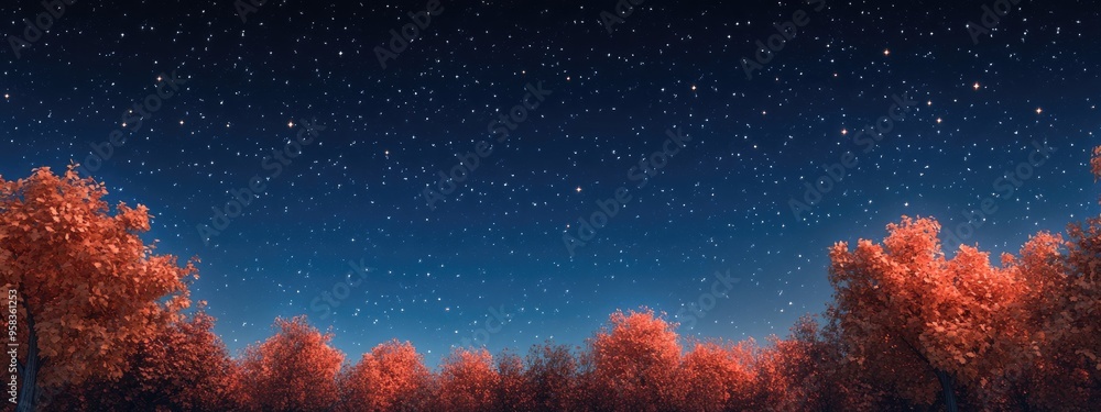 Aufkleber beautiful clear starry sky on a cool autumn evening in 3d cartoon rendering
