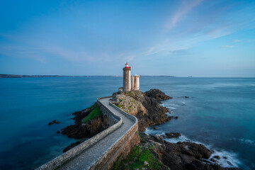Petit Minou lighthouse and its headland, aerial view at sunset © Sen