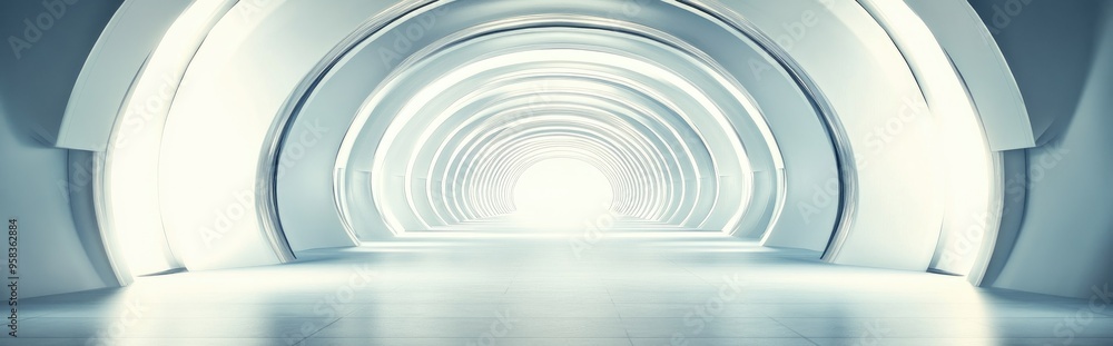 Aufkleber Futuristic architectural background featuring an empty geometric tunnel in 3D rendering