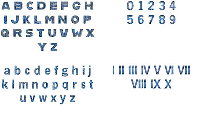 Alphabet Black background with blue lightning Vector alphabet and numbers, various fonts, transparent background, PNG file for typographic design