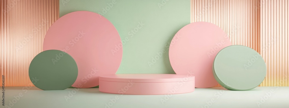 Aufkleber abstract geometric shapes for product display featuring minimal and modern design concepts with pink