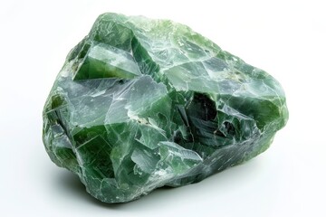 Obraz premium Jade Stone Isolated on White Background. Mineral Rock Crystal for Geology and Gems