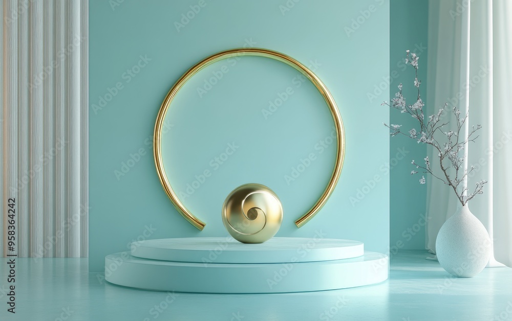 Aufkleber light pastel baby blue 3d rendered background for product display featuring a simple minimalistic po