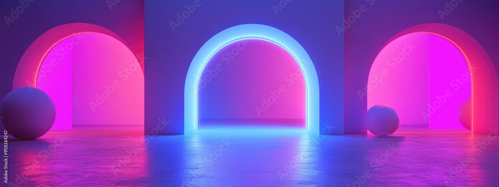 Poster minimal geometric shape scene 3d rendering