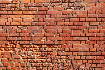 This image features a high-resolution texture of a classic red brick wall. The bricks are arranged...