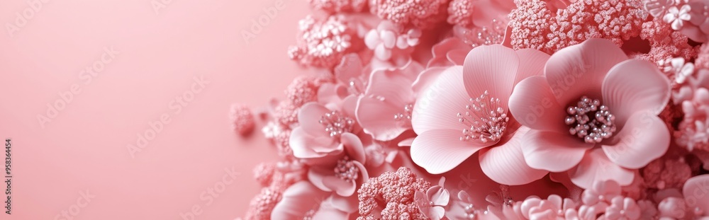Poster soft pink monochromatic design for valentine s day product promotion blank area for text 3d renderin