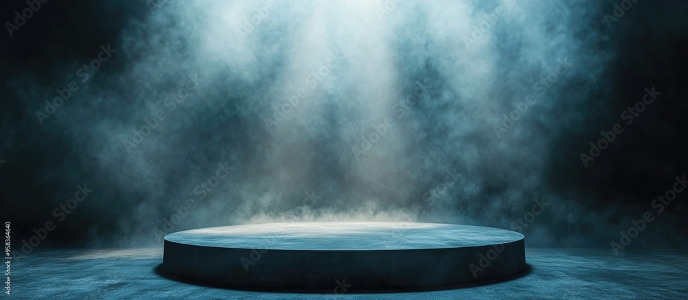 Aufkleber Creative background concept featuring an empty light surface with smoke or fog at the base Ample free space for copy Podium and stage setup