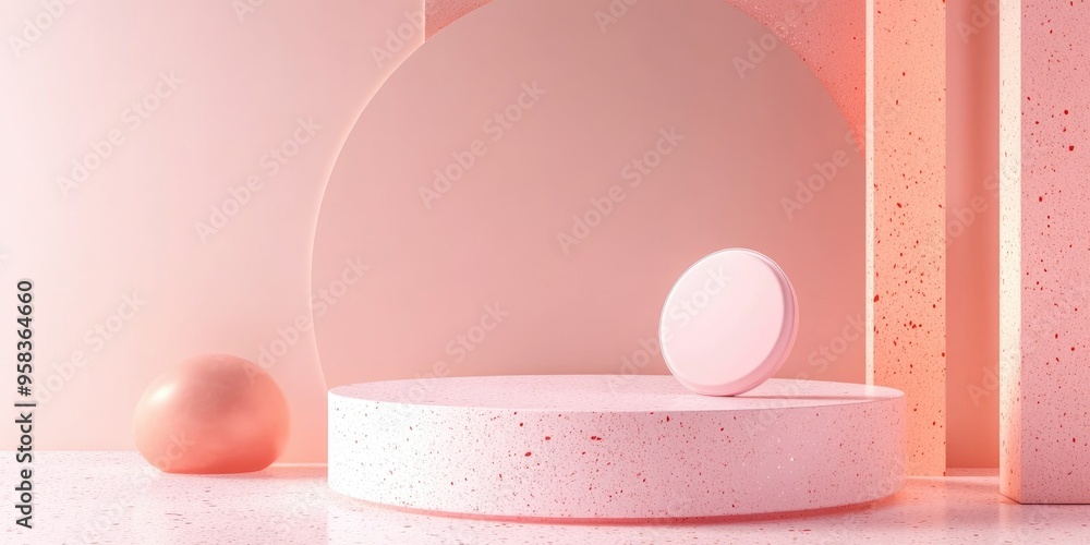 Poster Empty product display podium with space for cosmetic product and packaging presentation Abstract background scene 3D rendering