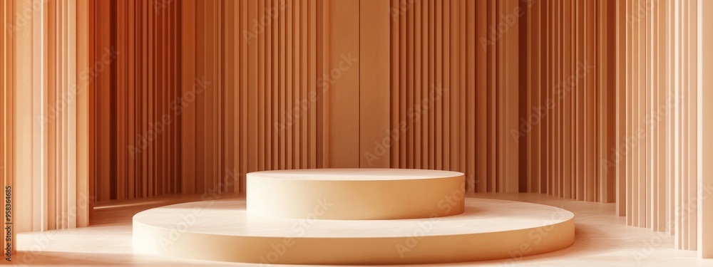 Poster Abstract 3D render featuring a mock up podium for showcasing products with a minimal geometric background