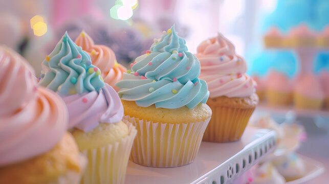 Cupcakes With Colorful Frosting Whimsical Par