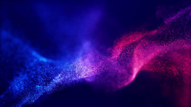 Defocused nebula stream of dust particles video background. Space abstract astronomical loop motion 3D effect.
