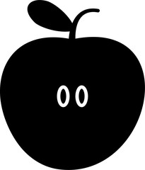 Apple icon, black silhouette of fresh natural fruit. Vector illustration isolated on white background.