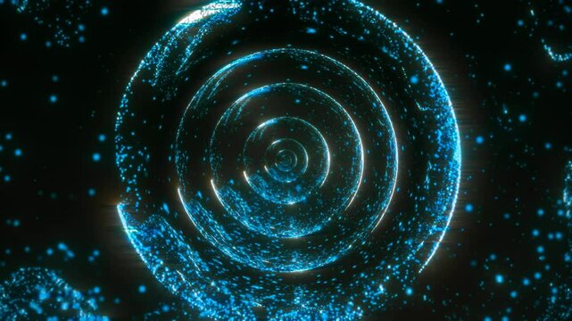 A mesmerizing pattern with particles of concentric circles in vibrant blue tones, creating a hypnotic effect.