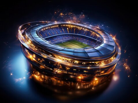 Convertible stadium with retractable roof and field  captured in a dynamic, wideangle shot with vibrant lighting highlighting the innovative, multifunctional design of the stadium