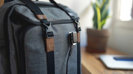 Show a school bag with a built-in USB charging port, emphasizing modern features that cater to tech-savvy students.