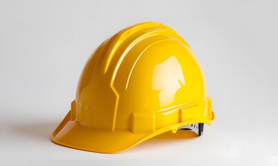Yellow safety helmet isolated on white background.