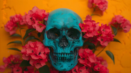 Craneo Pintado Para Dia Los Muertos Sobre