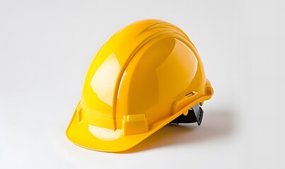 Yellow safety helmet isolated on white background.