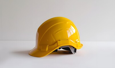 Yellow safety helmet isolated on white background.