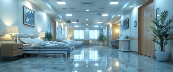 Hospital Corridor with Bed