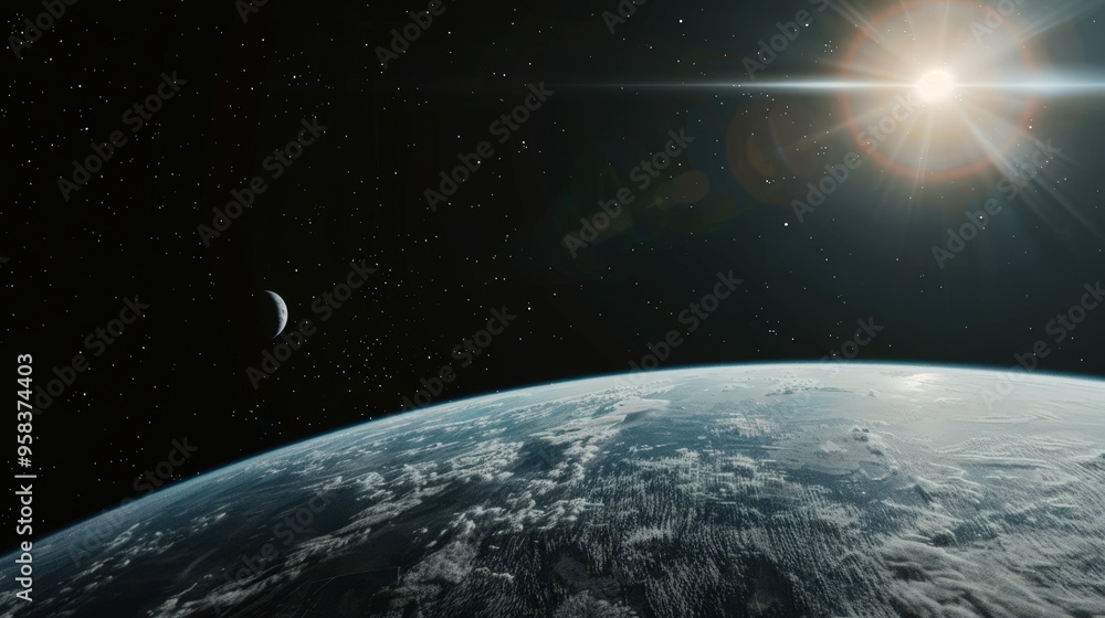 Poster show the horizon from a distant space probe, capturing the planet as a small but vibrant object agai