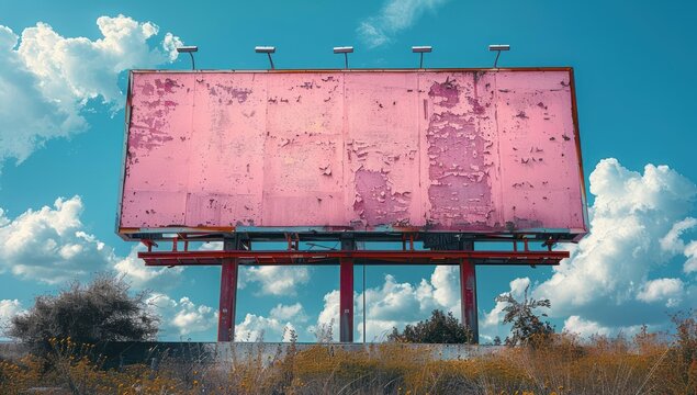 Pink Billboard with Blue Sky