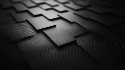 Abstract Modern Background. Black Geometric Texture with Stippled Patterned Tiles Under Spotlight.