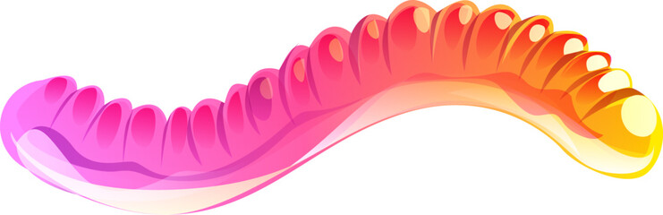 Jelly worm cartoon Halloween holiday sweets and dessert. Isolated vector colorful gummy candy. Trick or treat fruity marmalade confectionery for children, funny earthworm or snake kids party pastry